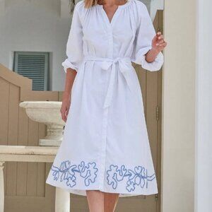 Lake, White and blue dress; Size XXL; EUC